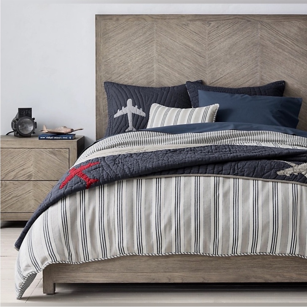 Restoration Hardware Navy and White Striped Comforter